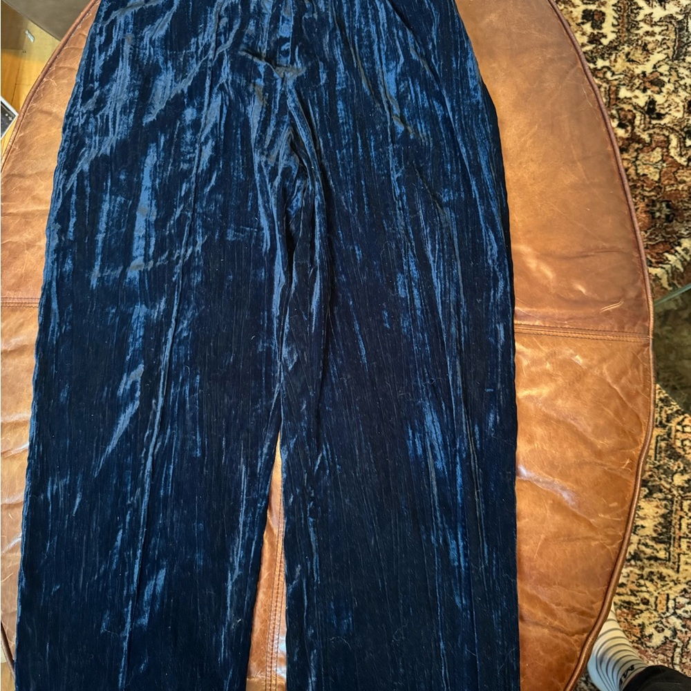 Navy Crushed Velvet Pants